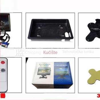 Auto LCD zaslon, TFT LCD zaslon, rezolucija 800x480 RGB, video ulaz, model L0728G