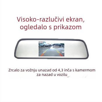 LCD zaslon za automobilsku stražnju ogledalu s CCD kamerom, 12V napajanje, 480 rezolucija, automatsko prebacivanje N/P