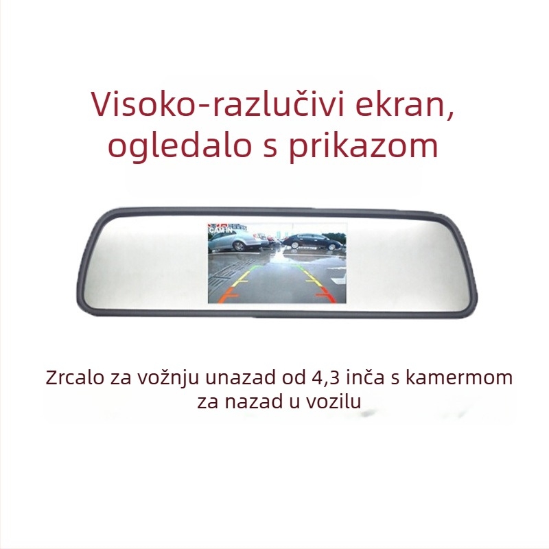 LCD zaslon za automobilsku stražnju ogledalu s CCD kamerom, 12V napajanje, 480 rezolucija, automatsko prebacivanje N/P