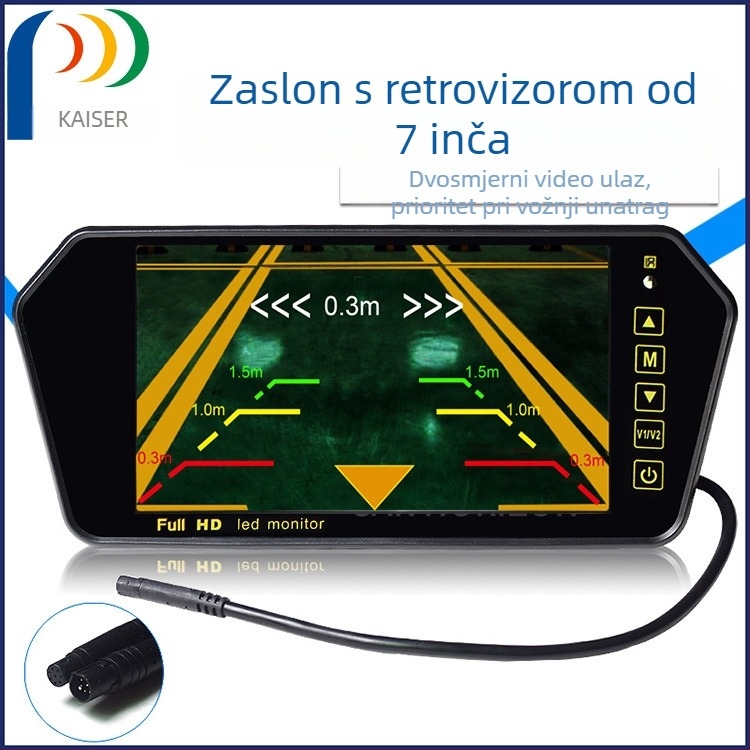 Prikaz za vožnju unatrag (model KZ-030) s LCD zaslonom, 800x480 rezolucijom, Bluetooth povezivanjem i prikazom temperature