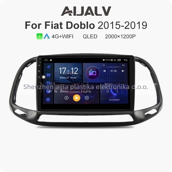 Android automobilski navigacijski sustav s okvirom i zaslonom, 2.5D temperirani zaslon, napajanje 12V, snaga 4x45W, kompatibilan s Fiat/Doblo 2015-2019