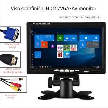 Automobilski LCD monitor H909 – AV/HDMI/VGA ulazi, LCD zaslon 1024x600, ABS kućište