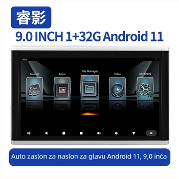 Monitor za naslon za glavu automobila – Android HD zaslon za stražnje sjedalo s HDMI, model HRC9001A, 1920x1200, LED, 1,5 kg