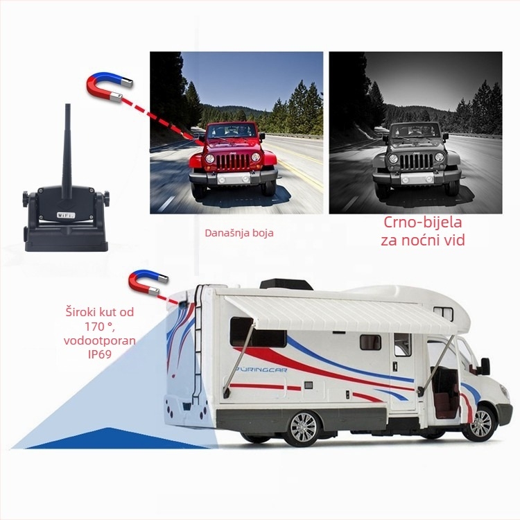 Automobilski LCD zaslon YWX-WF904, TFT LCD, rezolucija 800x480, video ulaz, PAL/NTSC, bežični sustav nadzora stražnje kamere