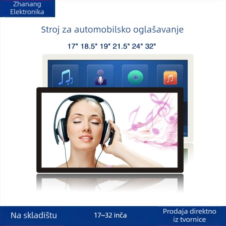 Automobilski LCD monitor – LED zaslon, rezolucija 1920x1080, AV ulaz, model Za-gj