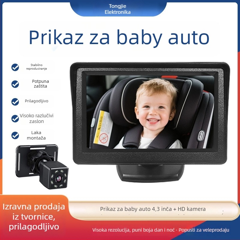 Monitor za bebe s HD zaslonom, 120° širokim kutom gledanja, rezolucija 480x272, Ts4301 model