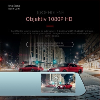 D268 Auto DVR s dvostrukim snimanjem prednji i stražnji, 170°, 5 MP, podrška do 64 GB