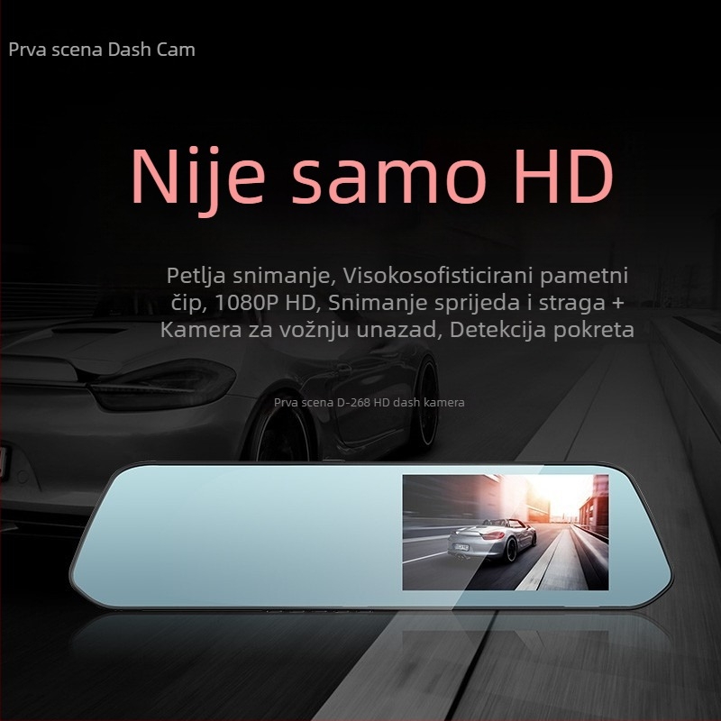 D268 Auto DVR s dvostrukim snimanjem prednji i stražnji, 170°, 5 MP, podrška do 64 GB