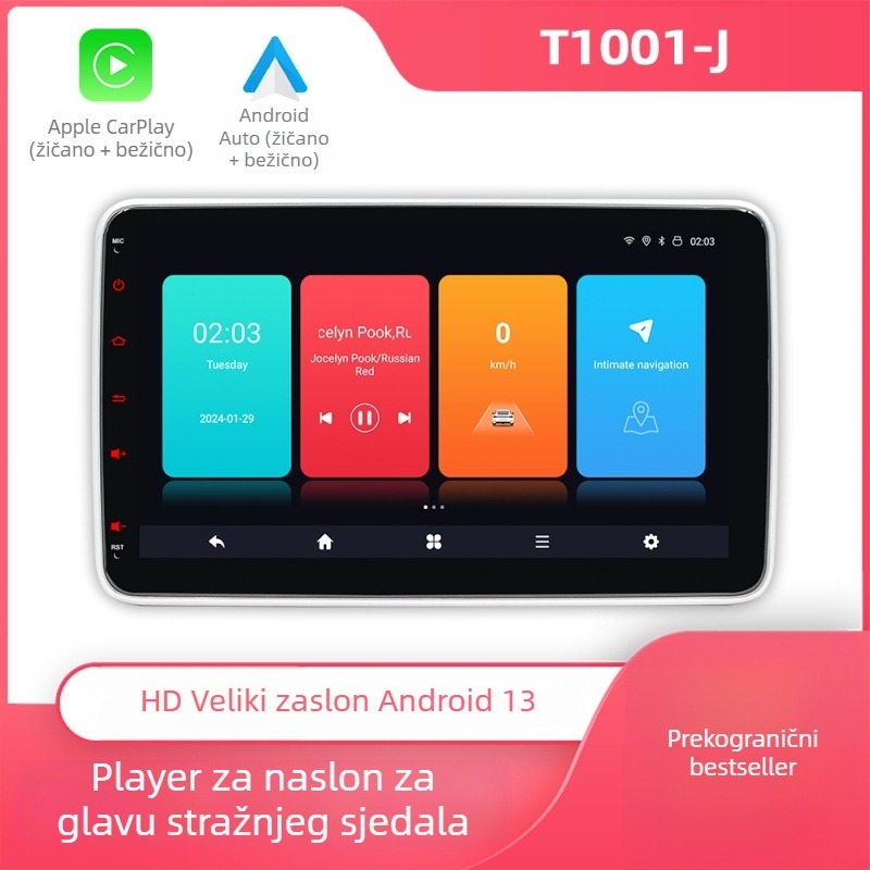 10,1-inčni Android universalni zaslon za stražnju naslonjaču glave uz CarPlay i sustav zabave za stražnji red
