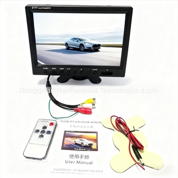 LCD monitor za vozilo s montažom, TFT, 12–24V, AHD ulaz, rezolucije 800×480 / 1024×600, težina 0,8 kg, nosač leptir tipa