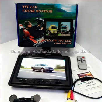 LCD monitor za vozilo s montažom, TFT, 12–24V, AHD ulaz, rezolucije 800×480 / 1024×600, težina 0,8 kg, nosač leptir tipa