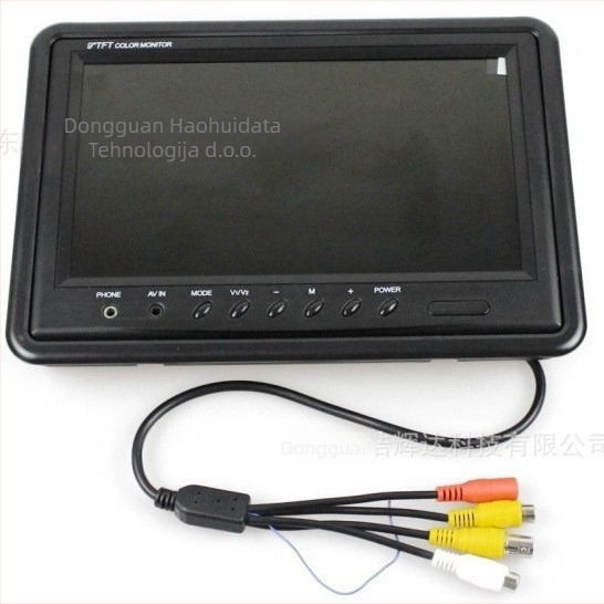 LCD monitor za vozilo s montažom, TFT, 12–24V, AHD ulaz, rezolucije 800×480 / 1024×600, težina 0,8 kg, nosač leptir tipa