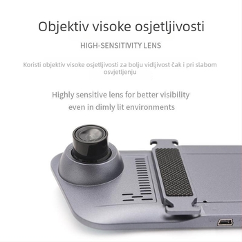 4,5-inčni dodirni zaslon, retrovizor s DVR-om, dvostruka leća, 1080p snimanje prednja i stražnja, povratna slika
