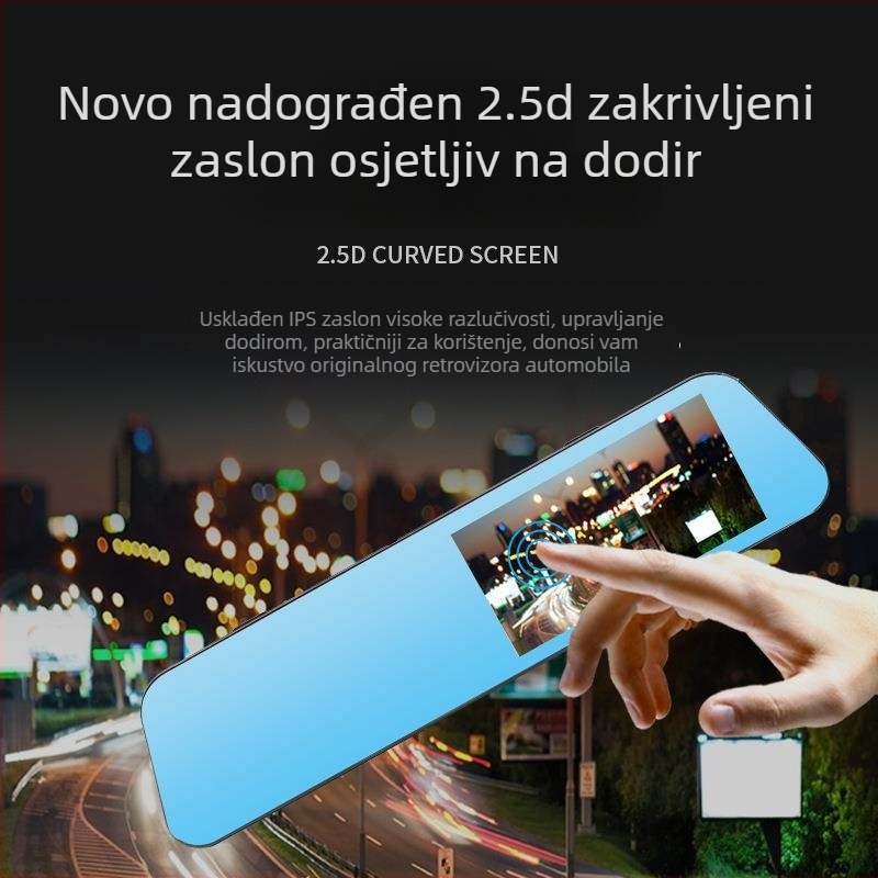 4,5-inčni dodirni zaslon, retrovizor s DVR-om, dvostruka leća, 1080p snimanje prednja i stražnja, povratna slika