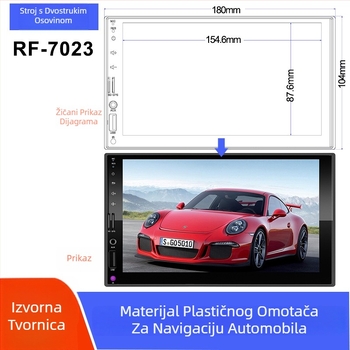 Kućište prednjeg zaslona za DVD navigaciju u autu – otporno na habanje ABS plastika, univerzalni okvir središnje ploče, otvor zaslona 153,8×86,8 mm, vanjske dimenzije 177,8×102,2 mm, masa 65 g