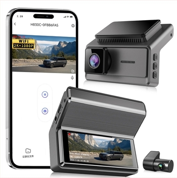 Dvostruki dash cam 2160P, 140° široki kut, Wi‑Fi, prednja i stražnja snimka