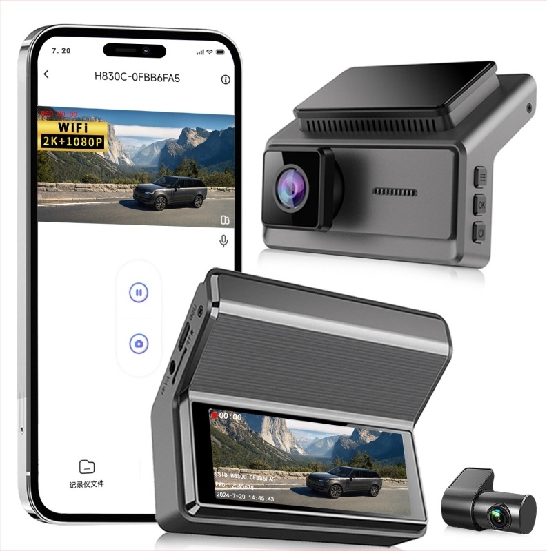 Dvostruki dash cam 2160P, 140° široki kut, Wi‑Fi, prednja i stražnja snimka