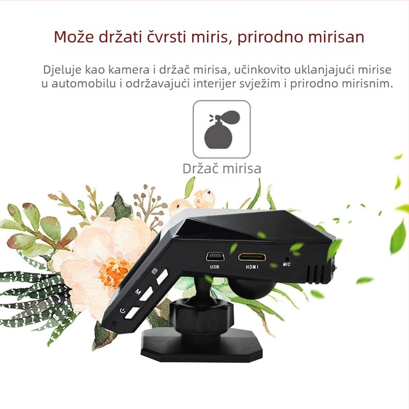 Bežični dash cam za središnju konzolu | 170° široki kut, 2160p video, do 16 sati snimanja, TF kartica za pohranu, infracrveno noćno videnje