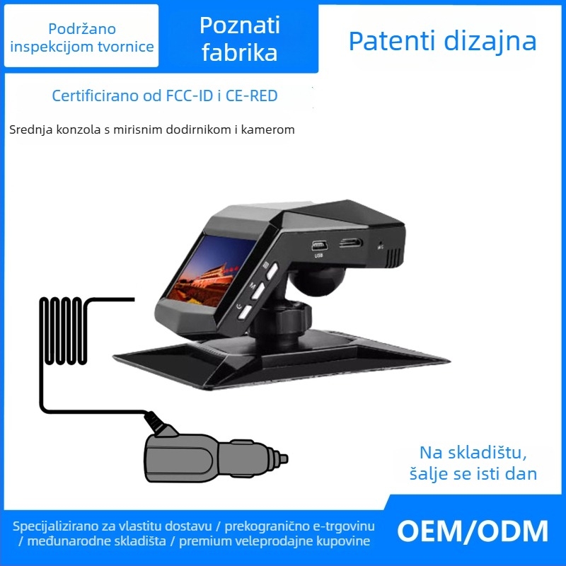 Bežični dash cam za središnju konzolu | 170° široki kut, 2160p video, do 16 sati snimanja, TF kartica za pohranu, infracrveno noćno videnje