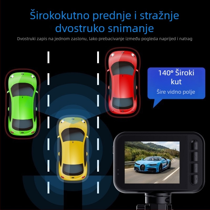 HDKing Dash kamera 2.5K s infracrvenim noćnim vidom, dvostruka leća
