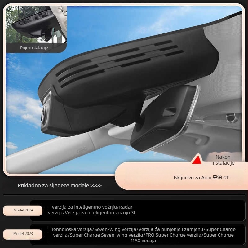 Haoplai HT dash kamera, 4K Ultra HD noćni vid, dvostruka kamera, bežična instalacija, nadzor parkiranja, Način straže