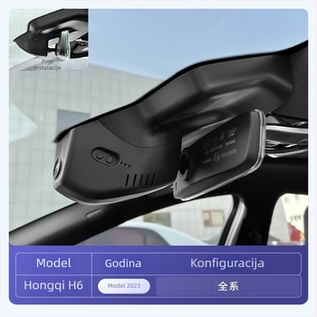 Dash kamera za Hongqi H5 (2018–2022): 4K (2160p) rezolucija, otvor leće F1.6, 8MP senzor, Wi‑Fi uz kontrolu putem aplikacije, noćno snimanje poboljšano