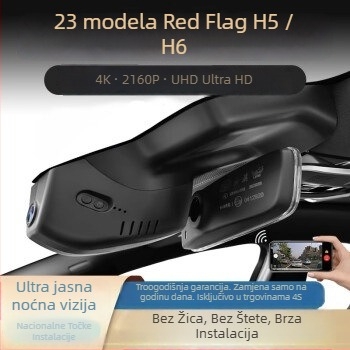 Dash kamera za Hongqi H5 (2018–2022): 4K (2160p) rezolucija, otvor leće F1.6, 8MP senzor, Wi‑Fi uz kontrolu putem aplikacije, noćno snimanje poboljšano
