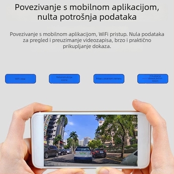 Unutarnja i vanjska dash kamera za automobil, 2K Ultra HD, infracrveno noćno vid, bežični Wi‑Fi i nadzor parkiranja