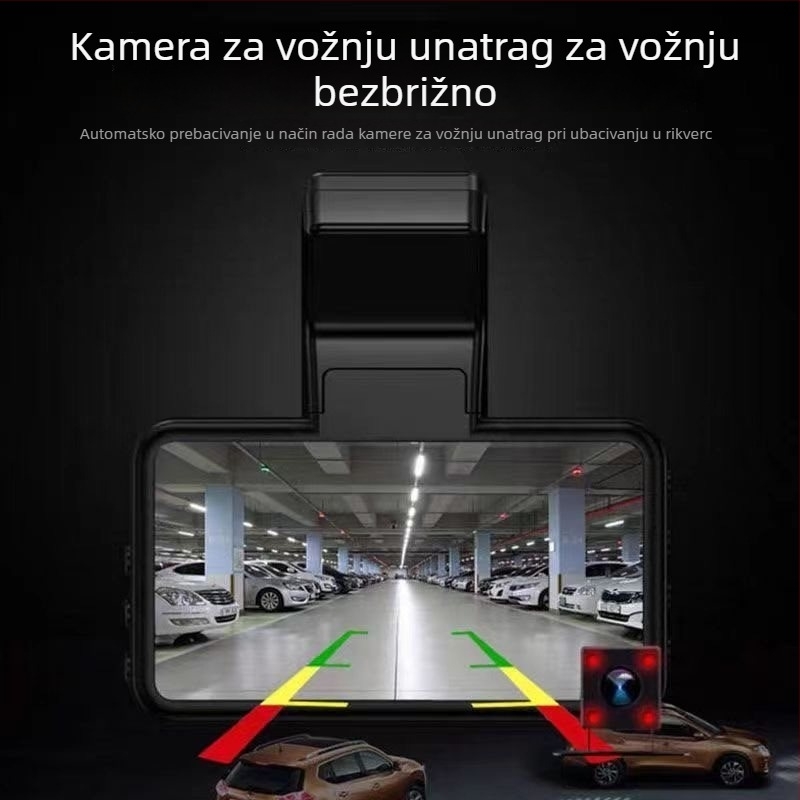 Automobilska dash kamera 1440P s prednjim i stražnjim dvostrukim snimanjem, bežična veza s mobilnom aplikacijom, prikaz za parkiranje unatrag, noćni vid, 3,0-inčni zaslon
