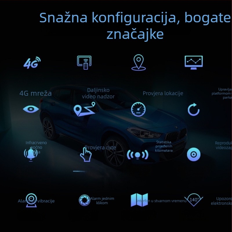 Ruistone CMSV6 4G dash cam s dvostrukom lećom, sustavom upravljanja flotom, HD širokokutni noćni vid i daljinsko praćenje