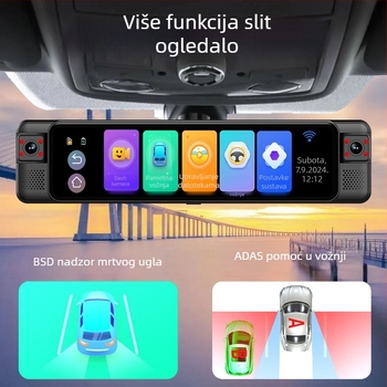 Zadnja zrcalna kamera 4K, 4 leće, 360° ADAS s nadzorom parkiranja i asistentom promjene trake, 170° vidno polje, Wi‑Fi