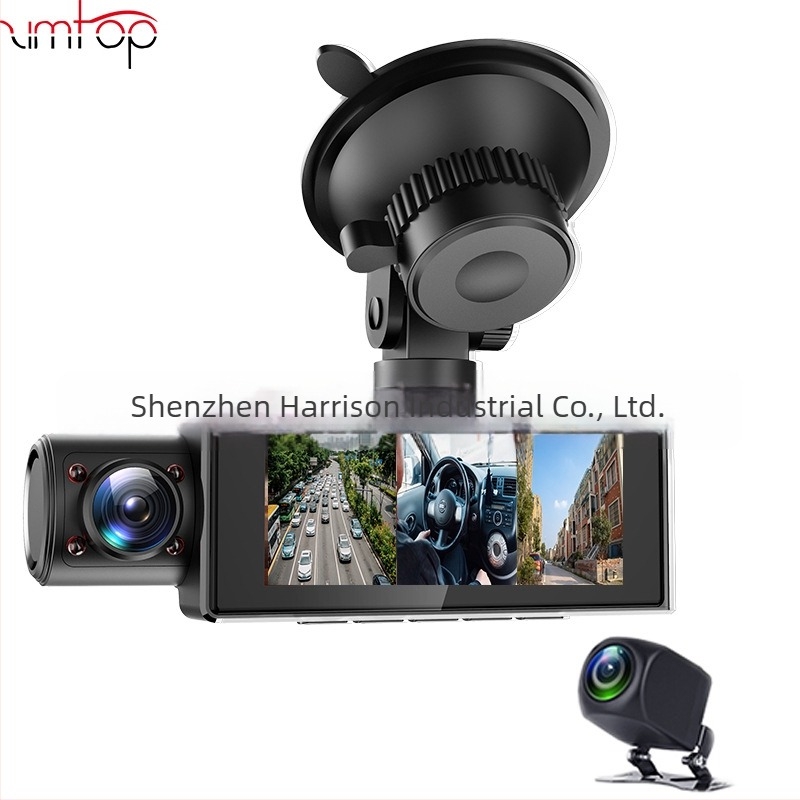Dash cam za ride-hailing vožnju: 1080p HD noćni pregled, trokanalni zapis (prednji, unutrašnji, stražnji), 160° širokokutni, 1,5" zaslon, TF kartica za pohranu
