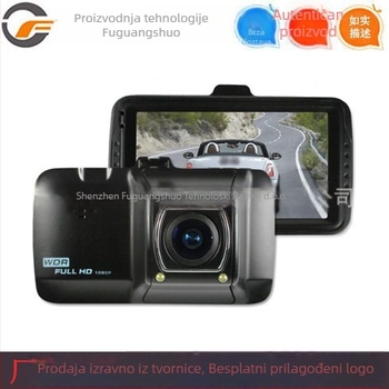 Automobilska dash kamera s dvostrukim snimanjem prednji i stražnji, 1080p, noćno snimanje, široki kut 140°, parkirni monitor