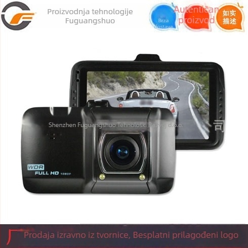 Automobilska dash kamera s dvostrukim snimanjem prednji i stražnji, 1080p, noćno snimanje, široki kut 140°, parkirni monitor