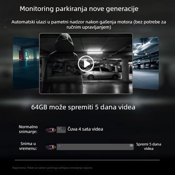 Dash cam s prednjim i stražnjim dvostrukim snimanjem, 2160P, 3,0-inčni zaslon, 1,5 GB memorije