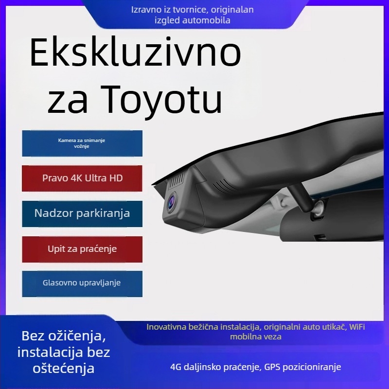 4G palubna kamera za Toyota Camry, Corolla, RAV4 i Highlander – 2160p, 170° kut vidnog polja, Wi-Fi, nadzor parkiranja