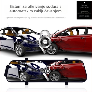 Dvostruki objektiv automobilsko ogledalo DVR, Wi‑Fi, 2160P, 170° kut gledanja, glasovno upravljanje, ciklično snimanje i nadzor parkiranja