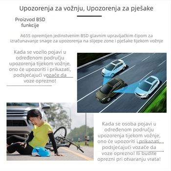 A65CMS Digitalni retrovizor sa sustavom dviju kamera, 1080p, 120° kut gledanja, dodirno upravljanje, nadzor parkiranja