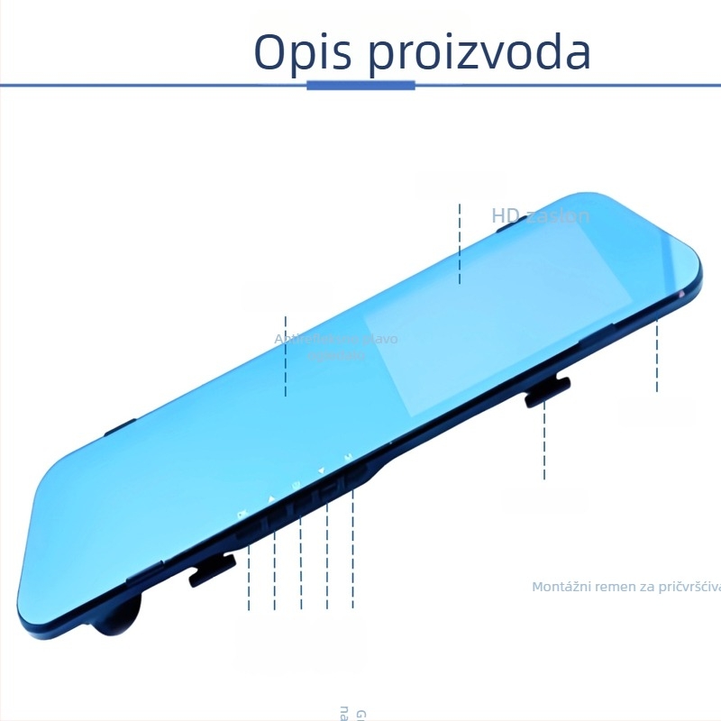 Dualni dash cam za ogledalo automobila – prednje i stražnje snimanje, 1080p, 140° široki kut, WIFI, slika za vožnju unatrag