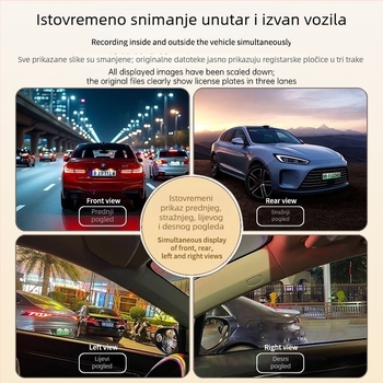 2026 novi četverokanalni auto dashcam s 5K ultra jasnom slikom, glasovno upravljanje, Wi-Fi, panoramski prednji i stražnji prikaz, način čuvara, širokokutni objektiv