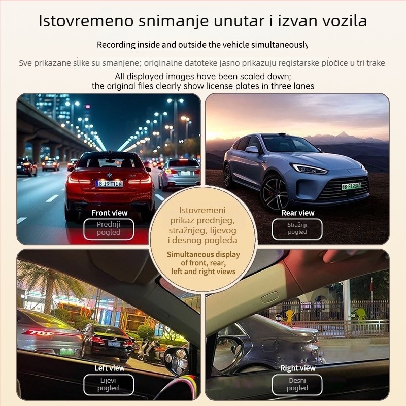2026 novi četverokanalni auto dashcam s 5K ultra jasnom slikom, glasovno upravljanje, Wi-Fi, panoramski prednji i stražnji prikaz, način čuvara, širokokutni objektiv