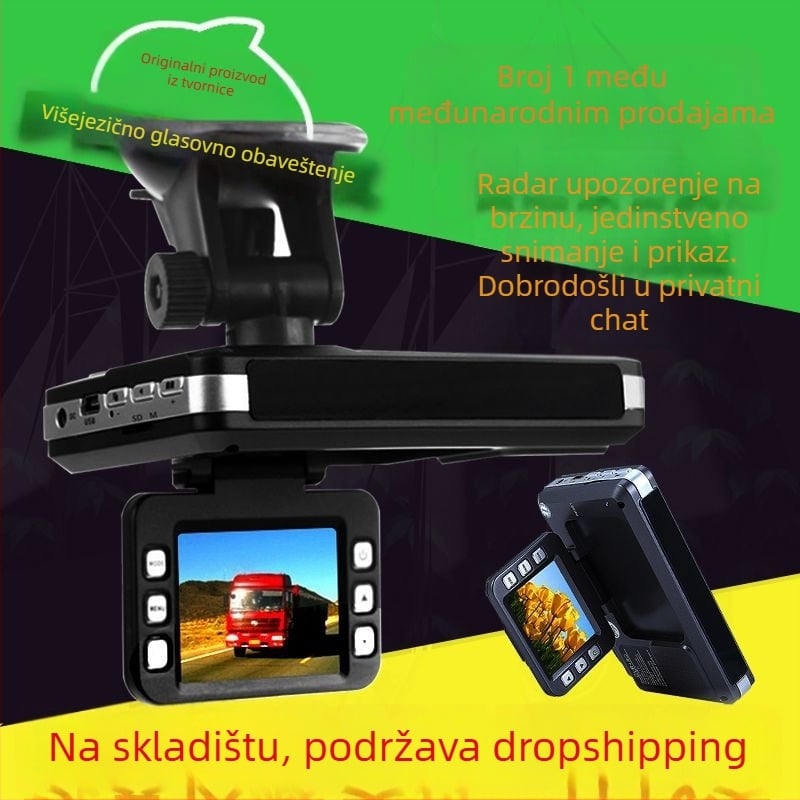 Radar-detektor i dash cam 2-u-1 s 1080p, 140° širokokutni, 4-inčni zaslon, podpora radara, ciklično snimanje do 32 GB