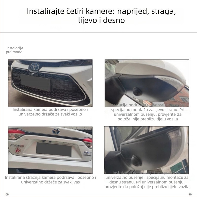 360° panoramski auto-snimni sustav s navigacijom i pomoći za mrtve kutove - HD kamera za vožnju, 15–16 MP, 480p, 1,5 GB memorije, bez zaslona