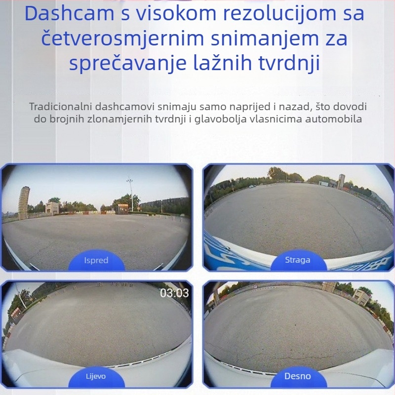 360° panoramski auto-snimni sustav s navigacijom i pomoći za mrtve kutove - HD kamera za vožnju, 15–16 MP, 480p, 1,5 GB memorije, bez zaslona