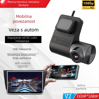 Automobilska dash kamera V2, 1080p, 140° kut gledanja, Wi‑Fi, ADAS, ciklično snimanje