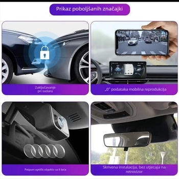 Shanhai L7 dash cam s Wi-Fi, povezivanje na telefon, prednje i stražnje snimanje, 4K dvostruka kamera