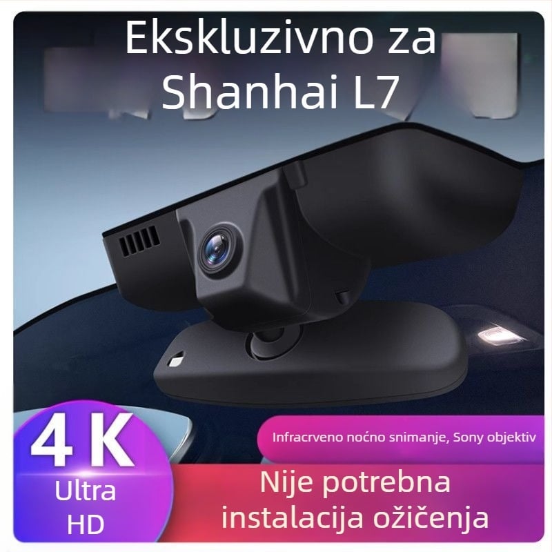Shanhai L7 dash cam s Wi-Fi, povezivanje na telefon, prednje i stražnje snimanje, 4K dvostruka kamera