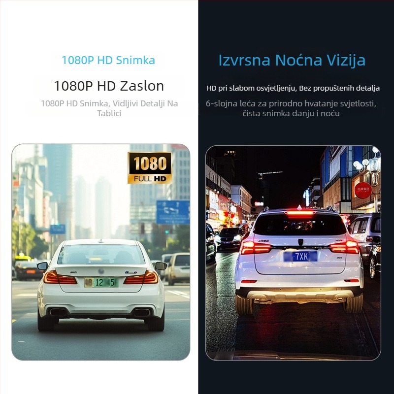 Trojokamerijski automobilski DVR 1080p, Wi-Fi, noćni vid, široki kut 140°, 128GB memorije