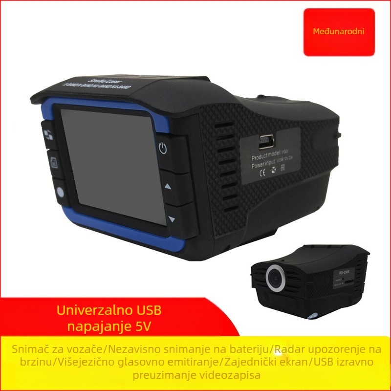 VG3 2-u-1 automobilni DVR i radar detektor, 3MP senzor, 140° kut gledanja, TF kartica do 32GB, USB sučelje