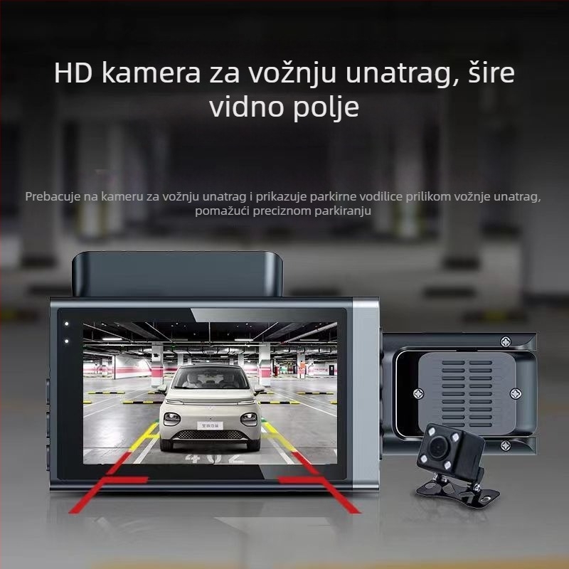 Kamere za vožnju s tri leće, Ultra HD noćni način, prednja, unutarnja i stražnja slika, Wi-Fi, 3-inčni zaslon